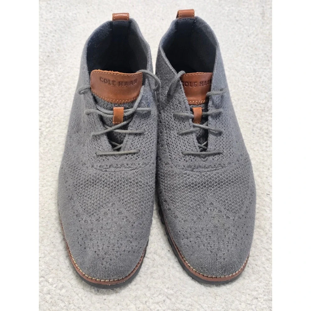 Cole Haan Zerogrand Stitchlite Chukka Boots Grey Knit Wingtip Mens 11.5 M C29426